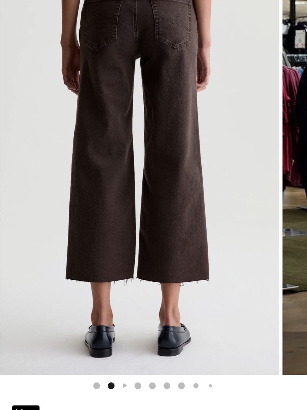 AG Adriano Goldschmied Dark Brown Wide-Leg Crop Jeans